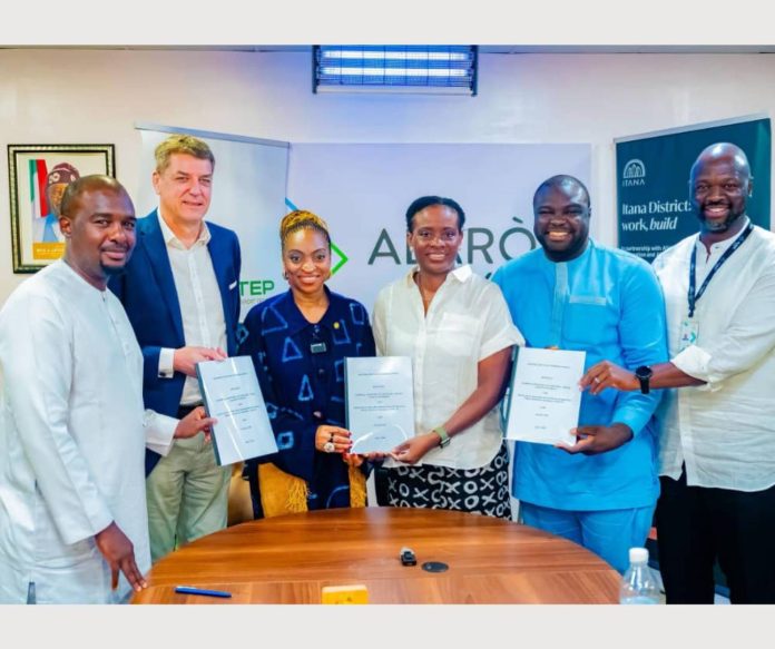 L-R: CEO, Itana, Luqman Edu; Founder & Group CEO, Rendeavour, Stephen Jennings; Honourable Minister of Industry, Trade & Investment, Dr. Jumoke Oduwole; National Cordinator, National Talent Export Programme (NATEP), Teju Abisoye; Co-Founder, Itana, Iyin Aboyeji; and CEO, Alaro City & Chairman West Africa, Rendeavour, Yomi Ademola, at the MoU signing and official relaunch of NATEP on Friday, May 30, 2025, at Alaro City, Lagos.